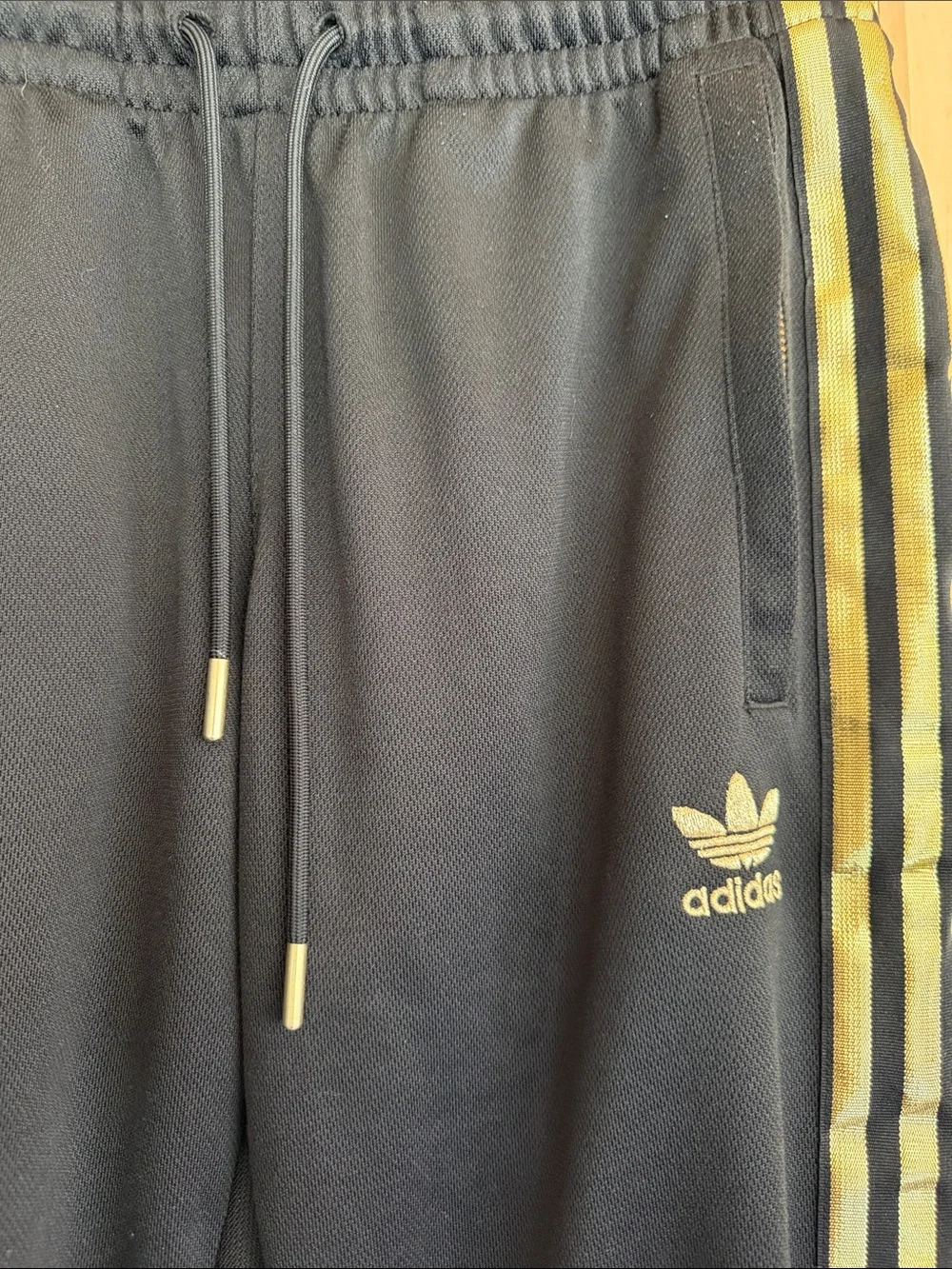 Adidas Originals SST 50th Anniversary Superstar Track Pants Metallic Gold Black